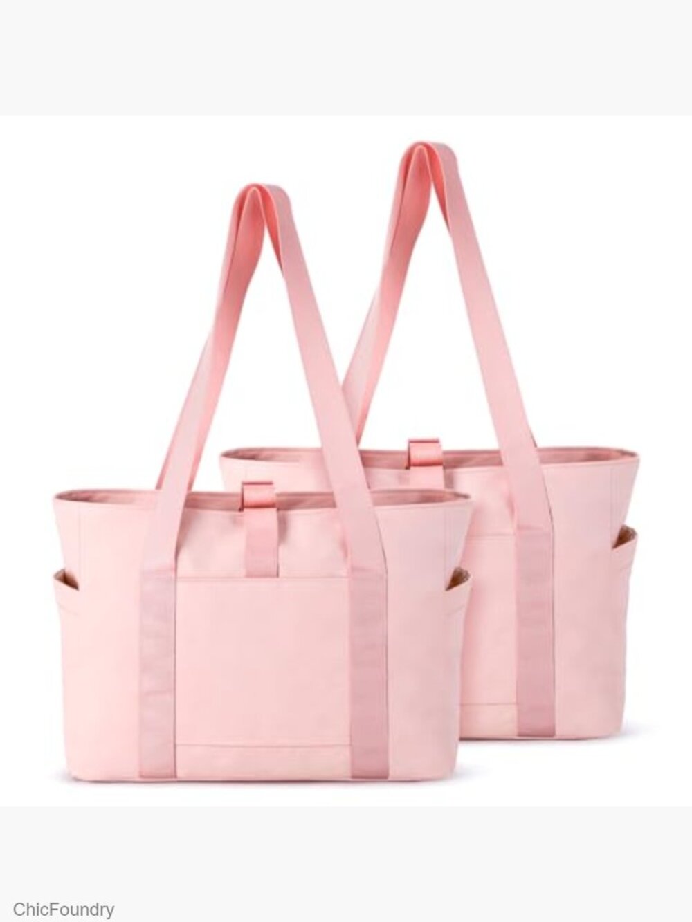 2 Pack 24L Lightweight Tote Bag with Zipper, Multi-pocket Travel Handbag - Picture 4 of 7